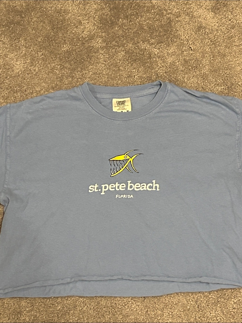 St. Pete Beach Florida Graphic crop Tee - Light Blue